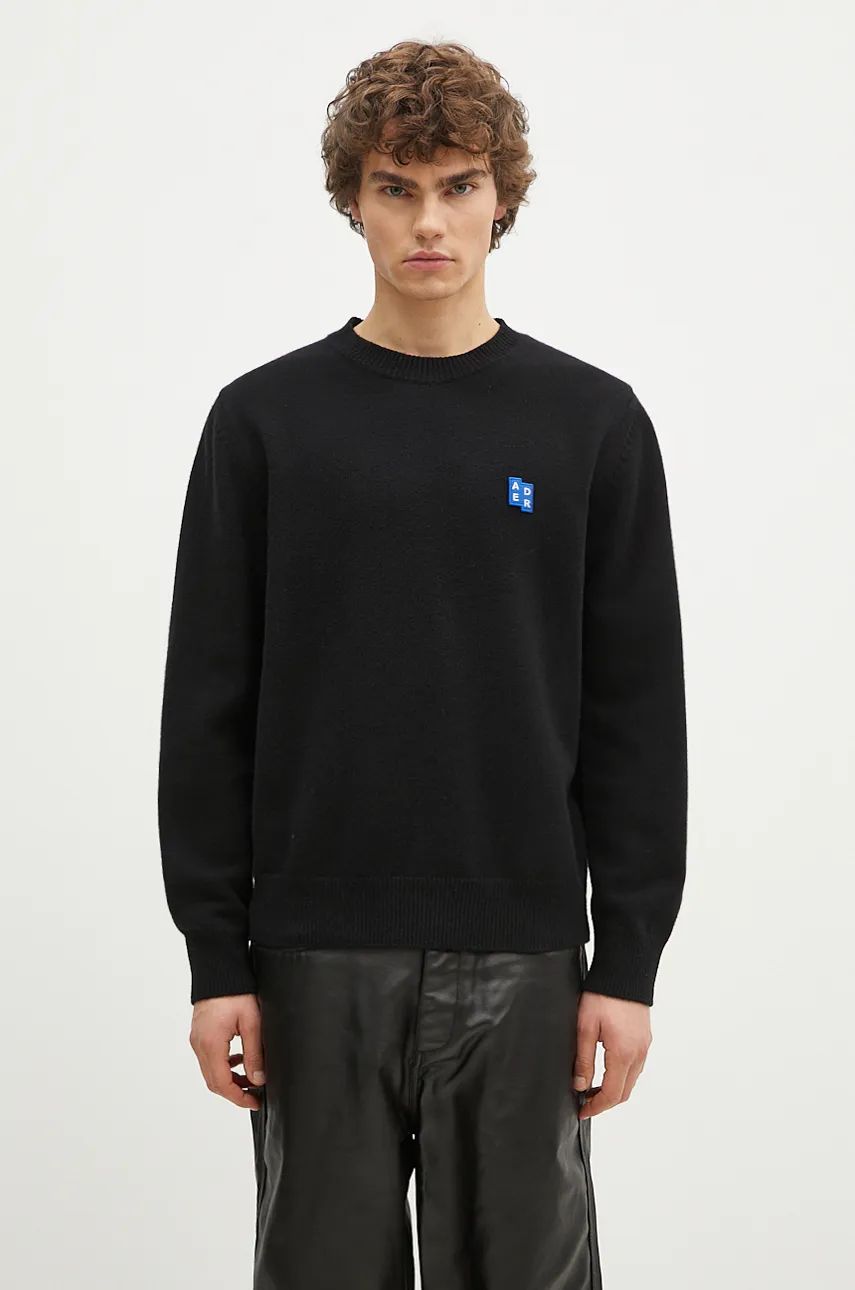 Villapaita ADER ERROR Black Wool Sweater With Logo Patch Musta | BMSGFYKT0101BK, 0