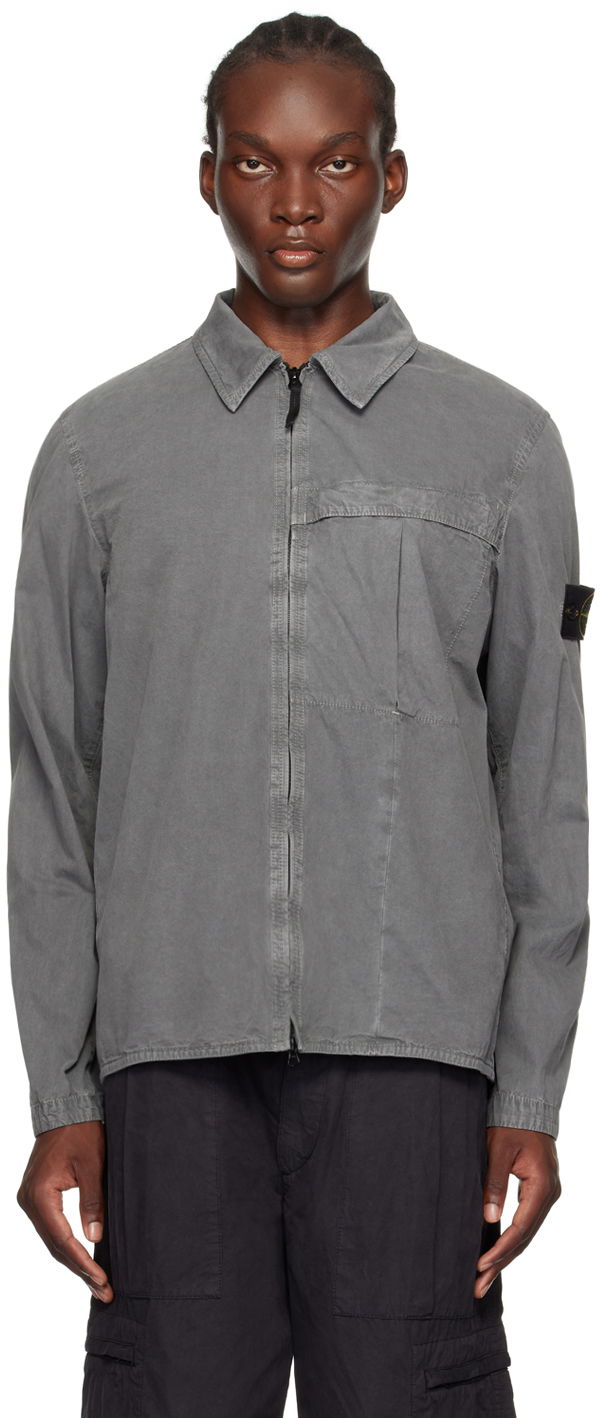 Paita Stone Island Gray Garment-Dyed Shirt Harmaa | 8115103WN