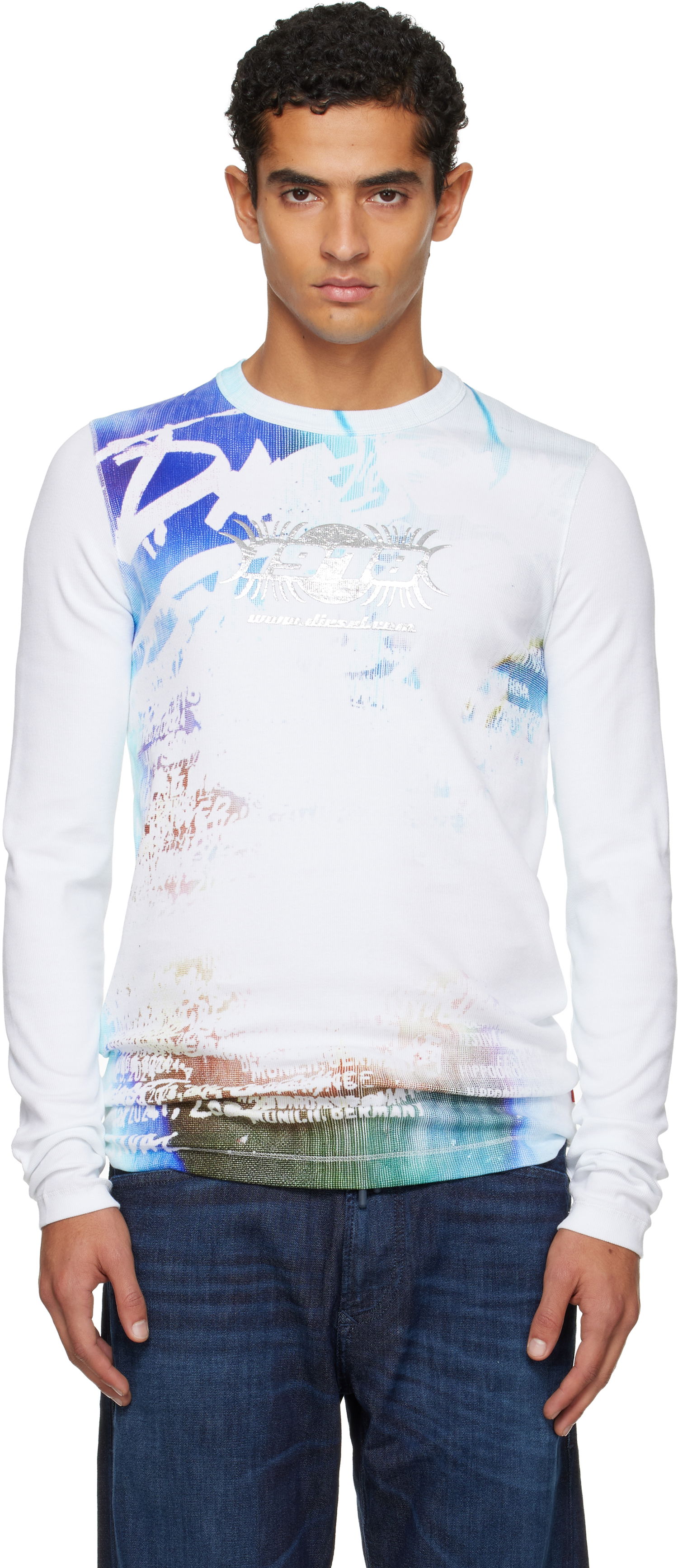 T-paita Diesel Long Sleeve Abstract Graphic T-shirt Monivärinen | A19435-0JEAI-141A, 0