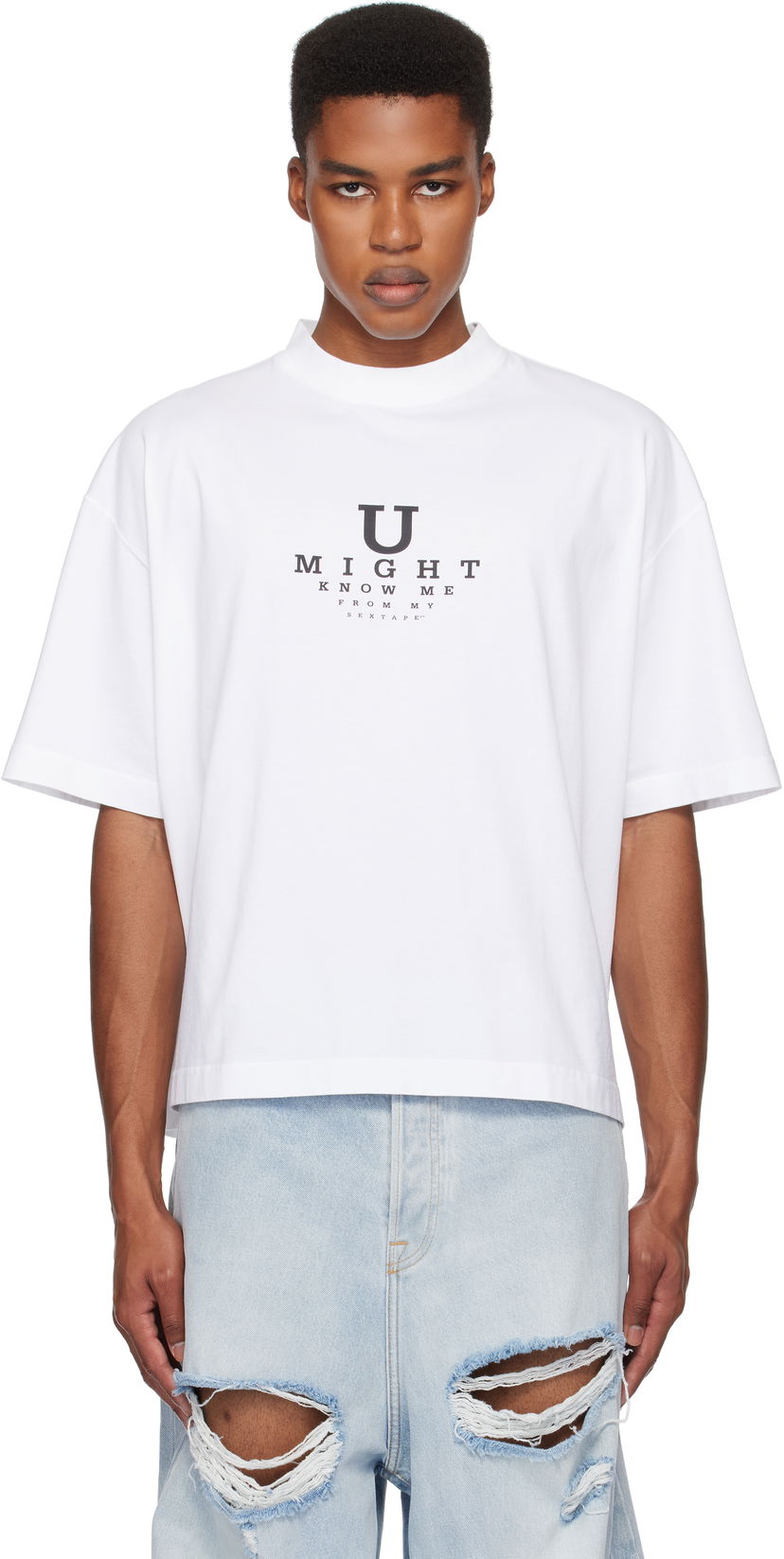 T-paita VETEMENTS 'U Might Know Me' Cropped Boxy T-Shirt Valkoinen | UA66TR760W