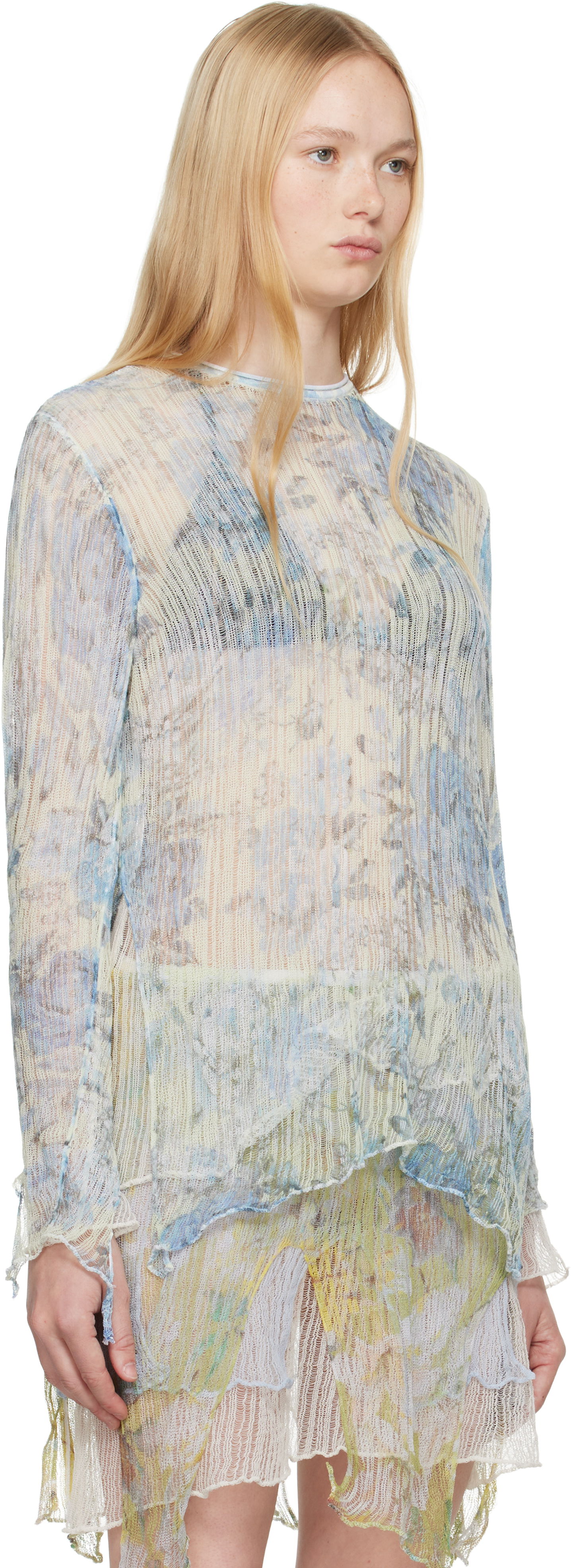 Mekko Diesel Diesel K-Aasmos-A Sheer Layered Long Sleeve Top Sininen | A18017 0AFBT, 1