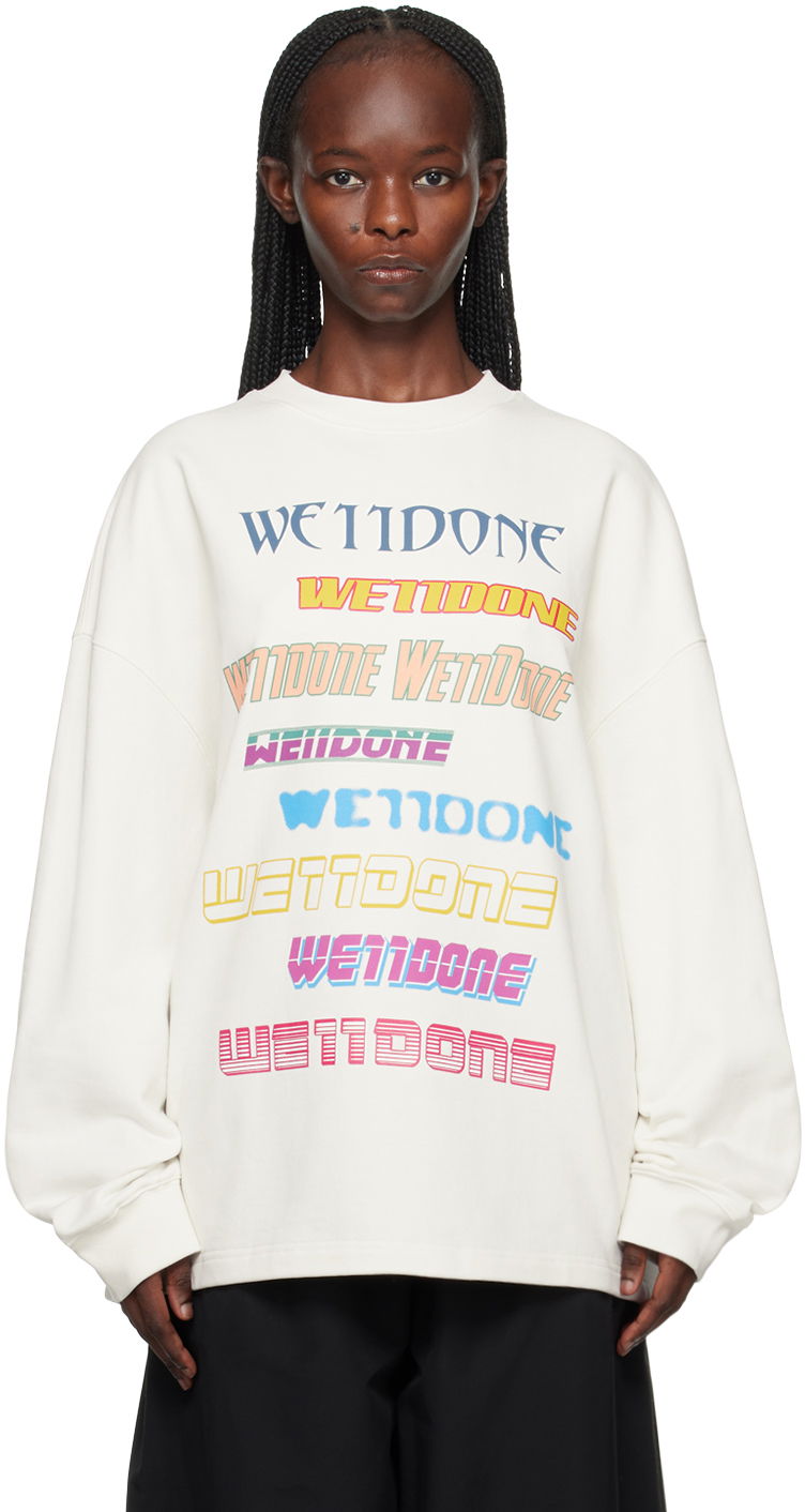 Huppari We11done We11done Printed Sweatshirt Valkoinen | WD-TP5-19-114-U-WH