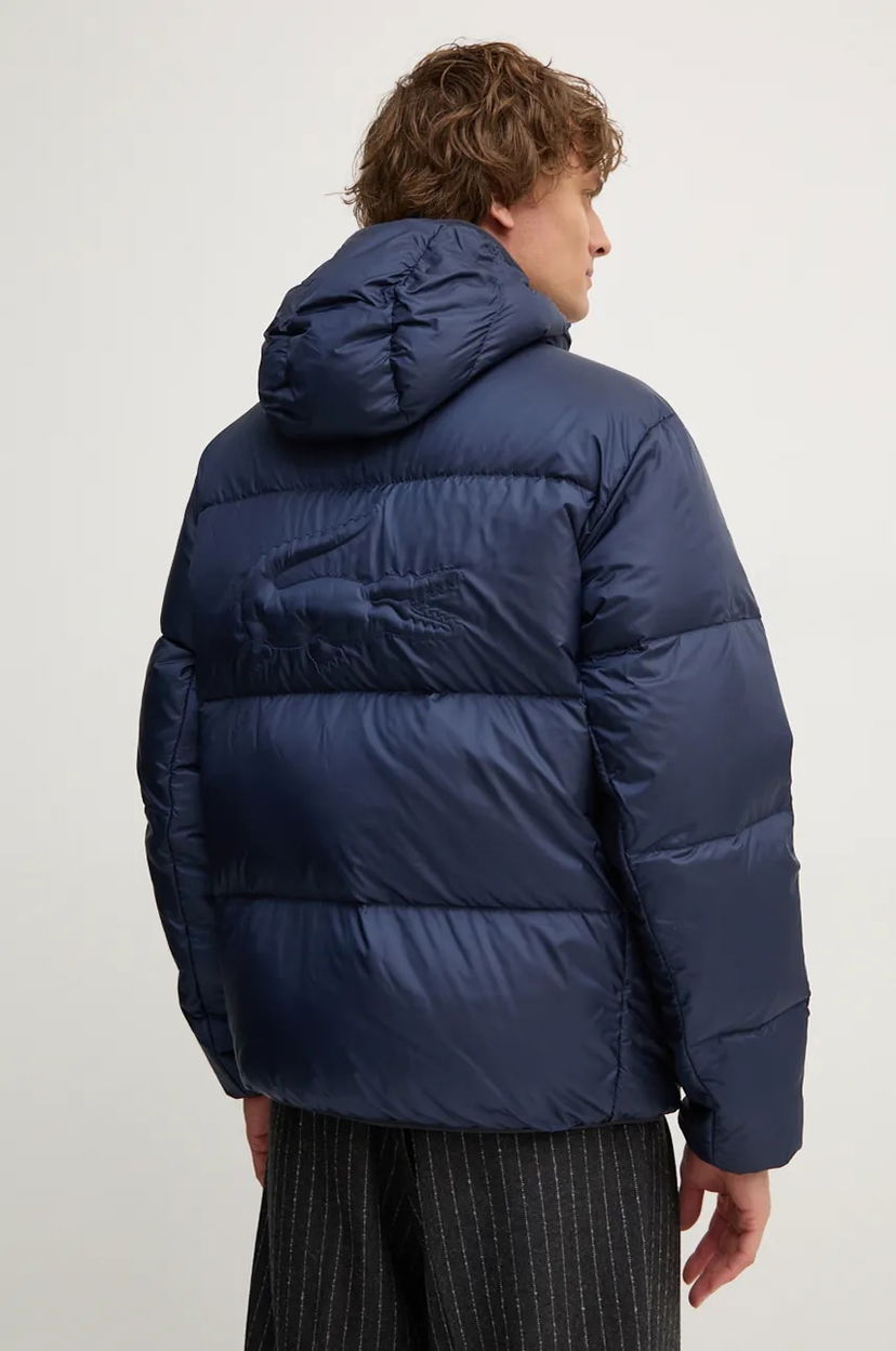 Puffer takki Lacoste Hooded Winter Puffer Jacket with Embossed Back Design Tummansininen | BH2905