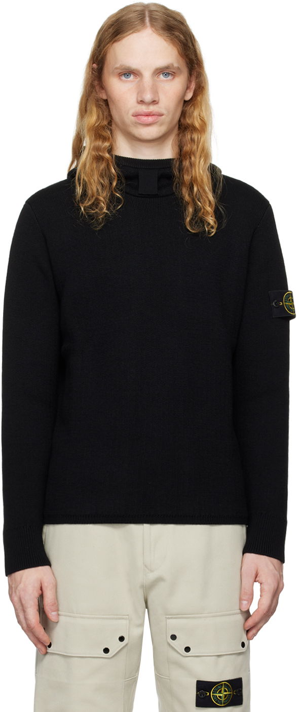 Huppari Stone Island Logo Patch Hoodie Musta | 8115564A7