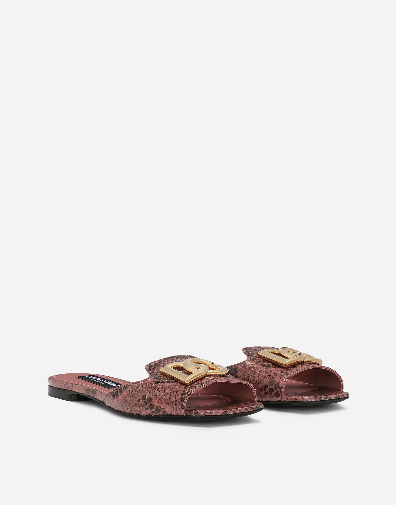 Asusteet Dolce & Gabbana Dolce & Gabbana Python Skin Slides with DG Buckle Vaaleanpunainen | CQ0593A2Y688H415, 1