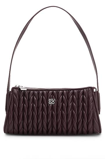Käsilaukku BOSS HUGO Textured Hobo Bag Burgundia | 50547833