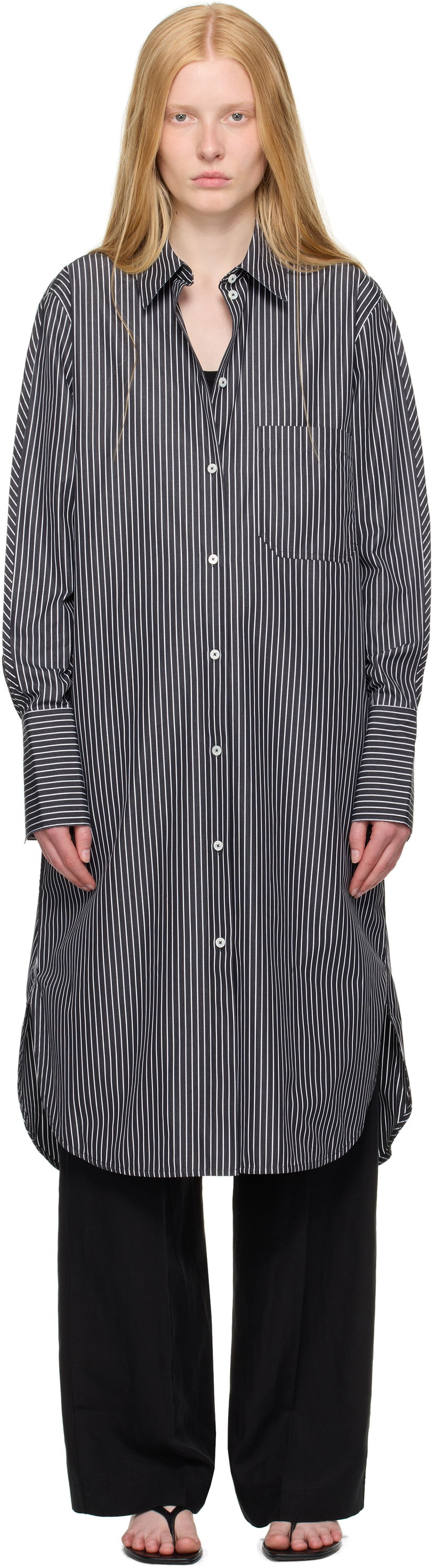 Mekko TOTEME TOTEME Striped Shirt Dress Musta | 253-WRD0201-FB0436