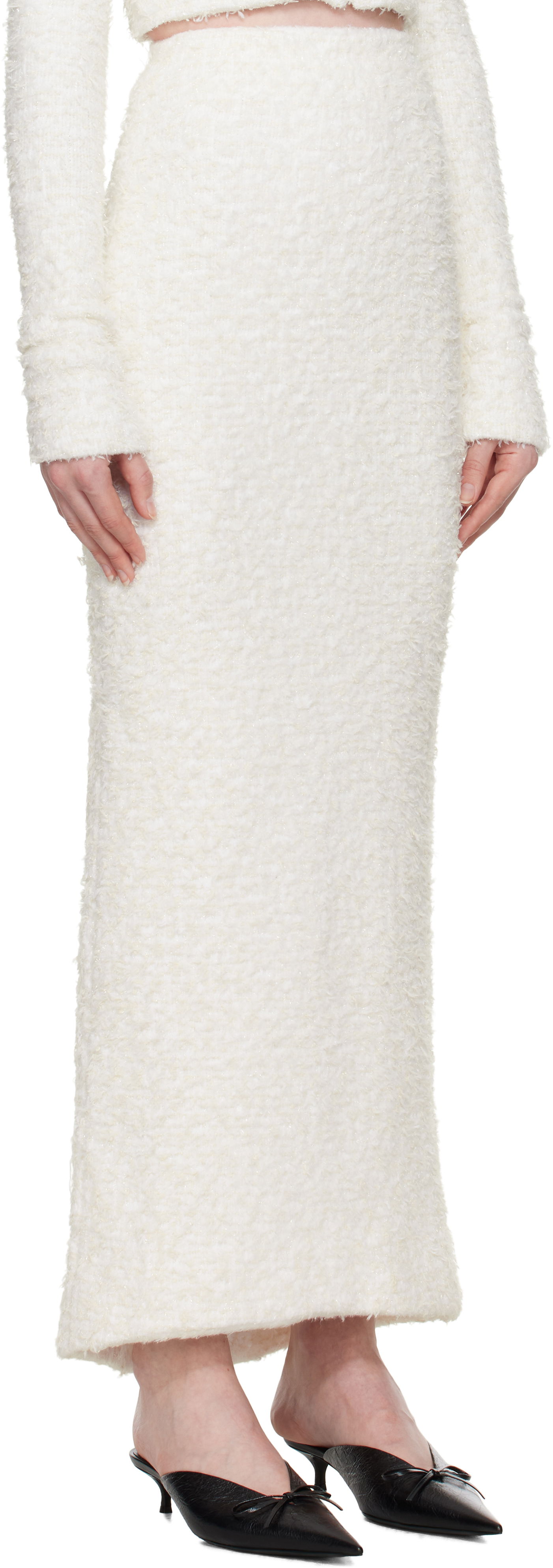 Hame Balenciaga Balenciaga Tweed Maxi Skirt Valkoinen | 796952 T3328, 1