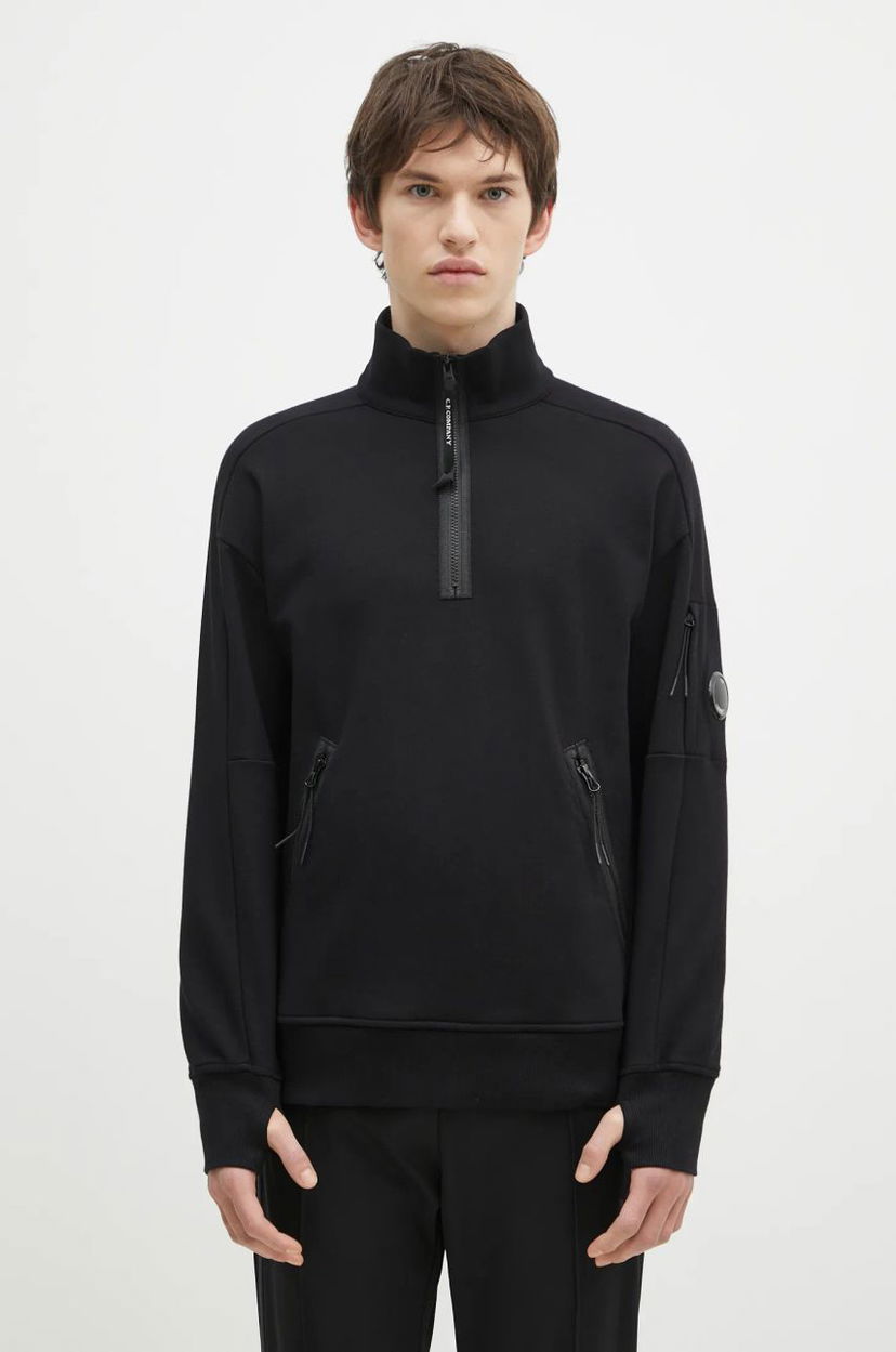 Huppari C.P. Company Diagonal Raised Fleece Half-Zipped Sweatshirt Musta | 17CMSS027A005086W