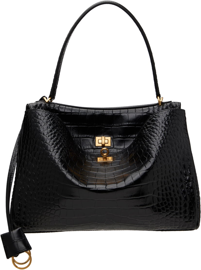 Kangaskassi Balenciaga Croc Rodeo Medium Bag Musta | 789772 2AA5L