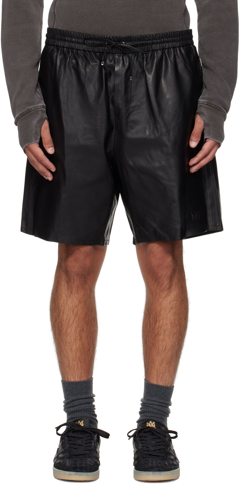 Shortsit AMIRI AMIRI Lightweight Leather Shorts Musta | AMLTSH1017
