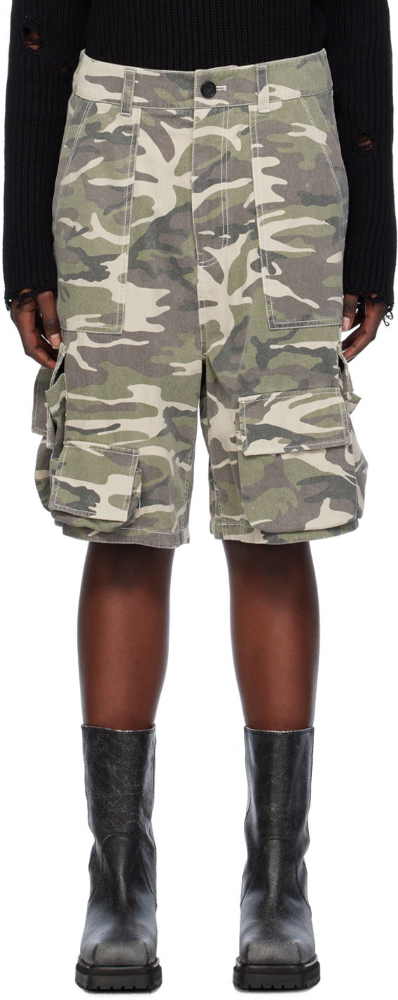 Shortsit We11done We11done Camo Cargo Shorts Vihreä | WD-PT0-24-207-M-BG