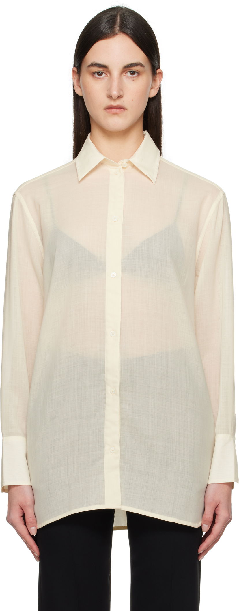Paita TOTEME TOTEME Relaxed Voile Shirt Beige | 251-WRT1415-FB0332