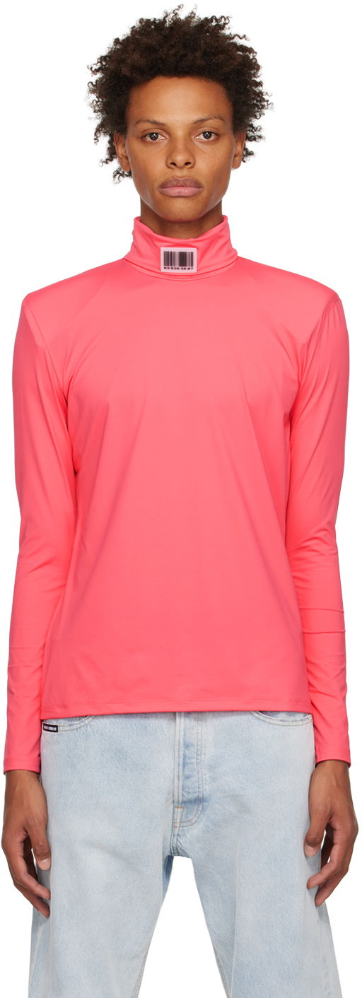 Villapaita VETEMENTS Barcode Turtleneck Long Sleeve Vaaleanpunainen | VL14TO300H