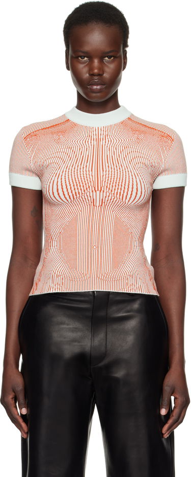 T-paita Jean Paul Gaultier Jean Paul Gaultier Morphing Pinstripes Jacquard Knit T-Shirt Oranssi | 25/33-F-TS110-M084-4215, 0