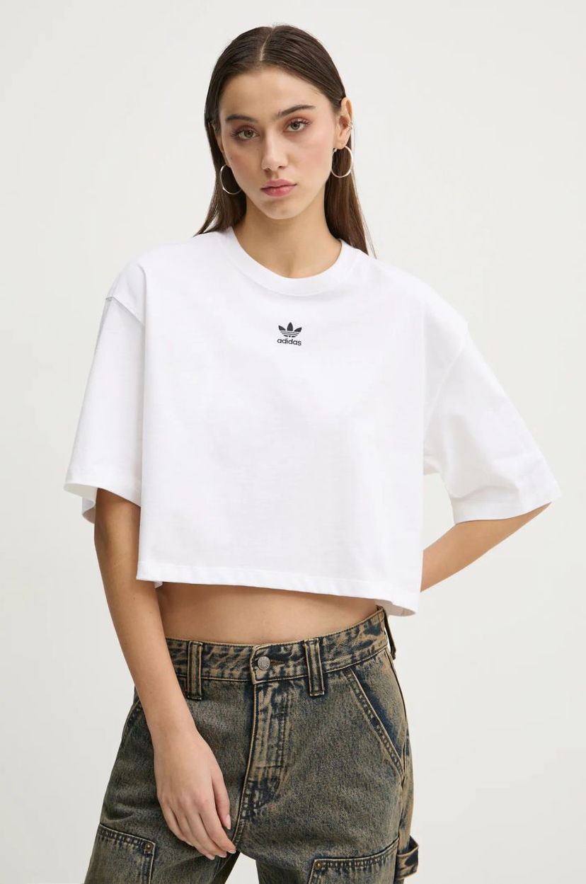 T-paita adidas Originals Originals Essential Cropped T-Shirt Valkoinen | JJ3385