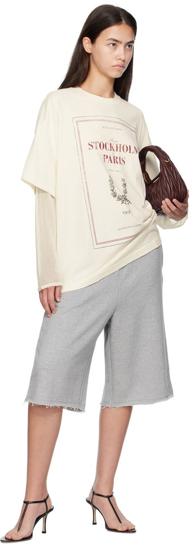 T-paita Acne Studios Acne Studios Layered Print T-Shirt Beige | AL0496-, 3