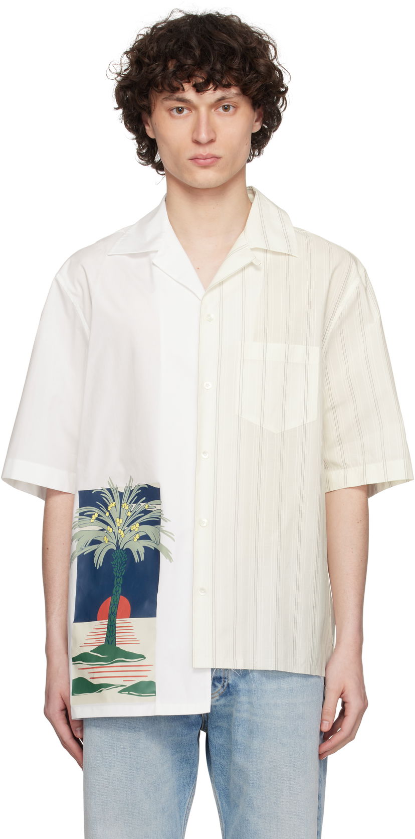 Paita LANVIN Lanvin Printed Asymmetric Shirt Valkoinen | RM-SI0014-6001-P25