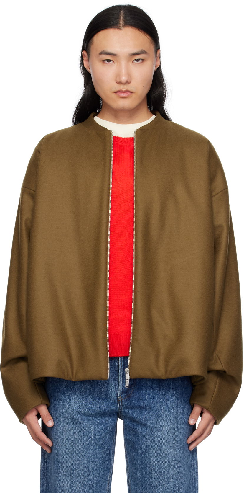 Bomber-takki Jil Sander Zip Up Bomber Jacket Ruskea | J22BN0225_J40045