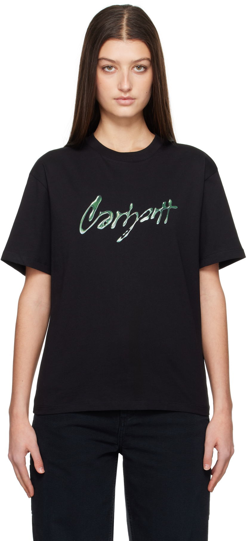 T-paita Carhartt WIP Carhartt WIP Drip Script T-Shirt Musta | I034404 89XX