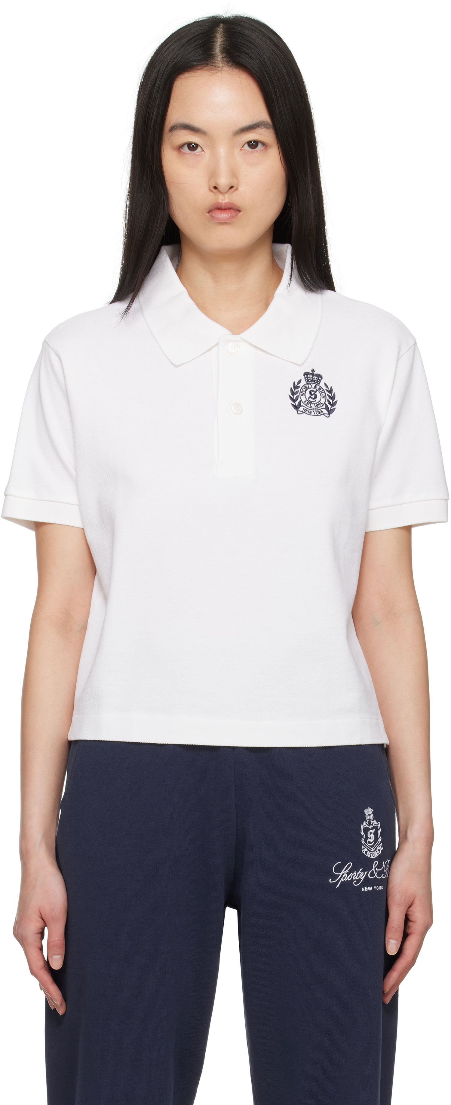 Poolopaita Sporty & Rich Sporty & Rich H&W Crest Pique Polo Valkoinen | TO085606241WH01, 0