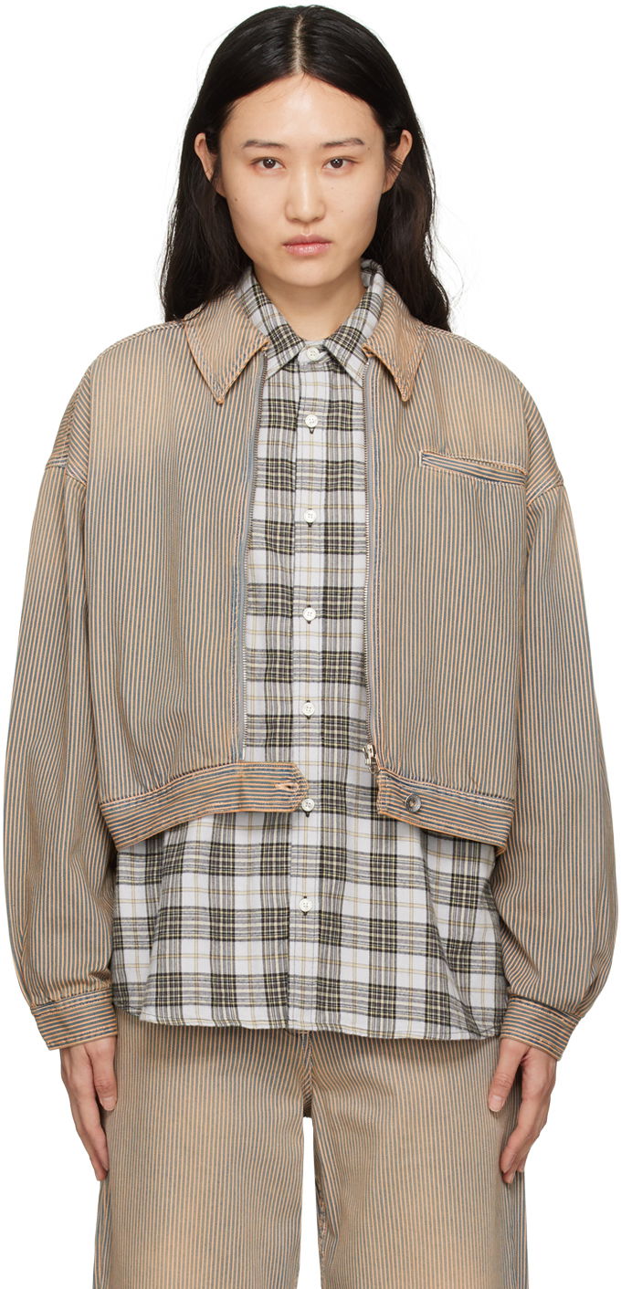Takki YMC Burnside Cropped Denim Jacket Beige | Q5WAH