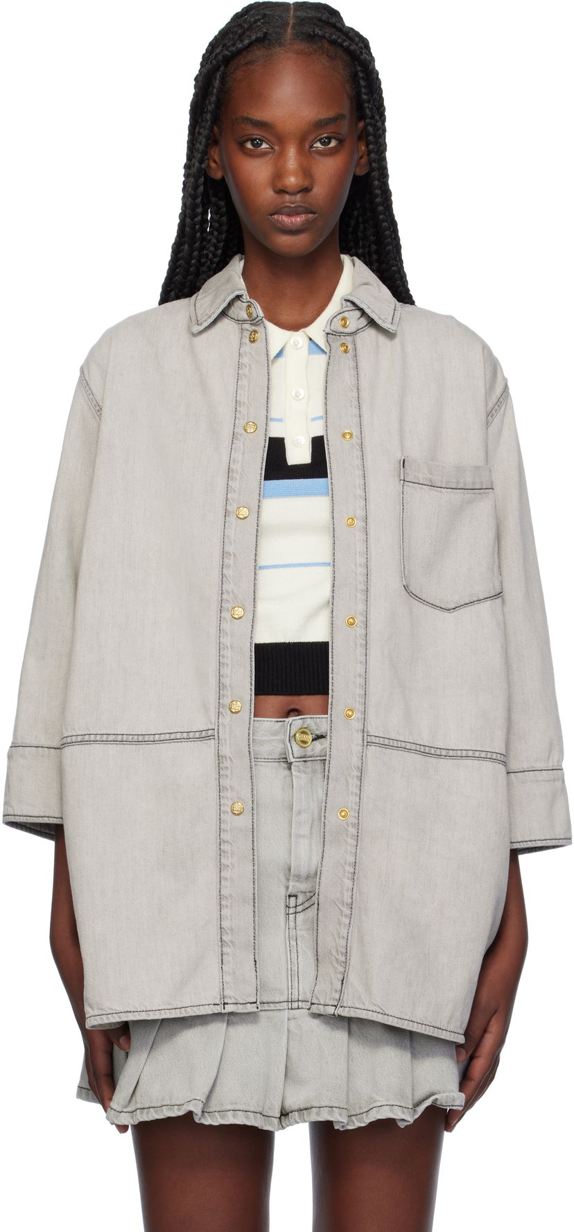 Paita GANNI Oversized Denim Harmaa | J1553