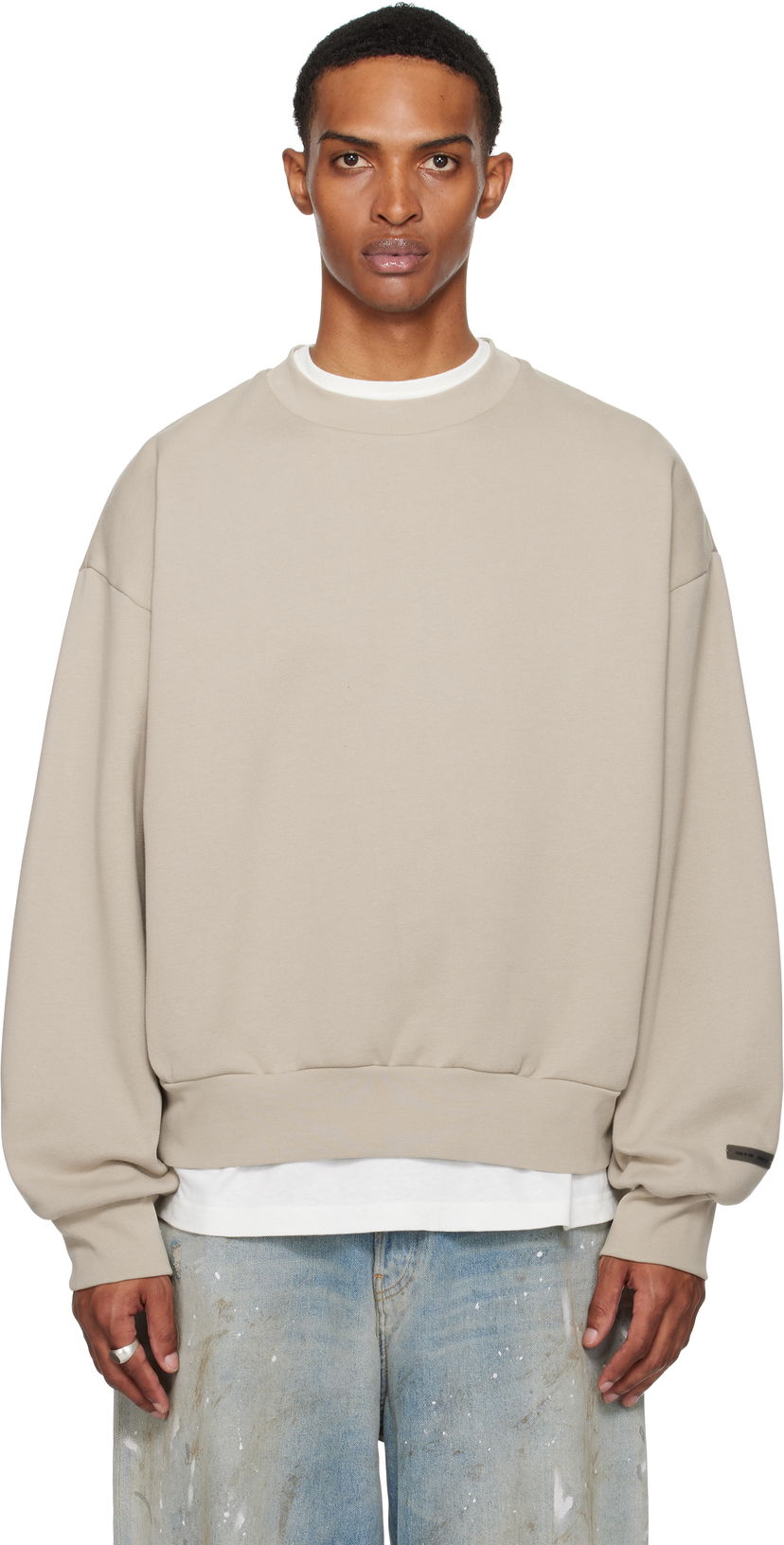 Huppari Fear of God ESSENTIALS Fleece Crewneck Sweatshirt Beige | 192SP252041F