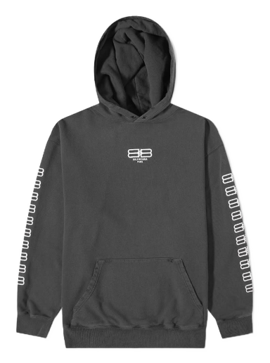 Huppari Balenciaga Embroidered Sleeve BB Logo Popover Hoody Harmaa | 570811-TMVG6-9034