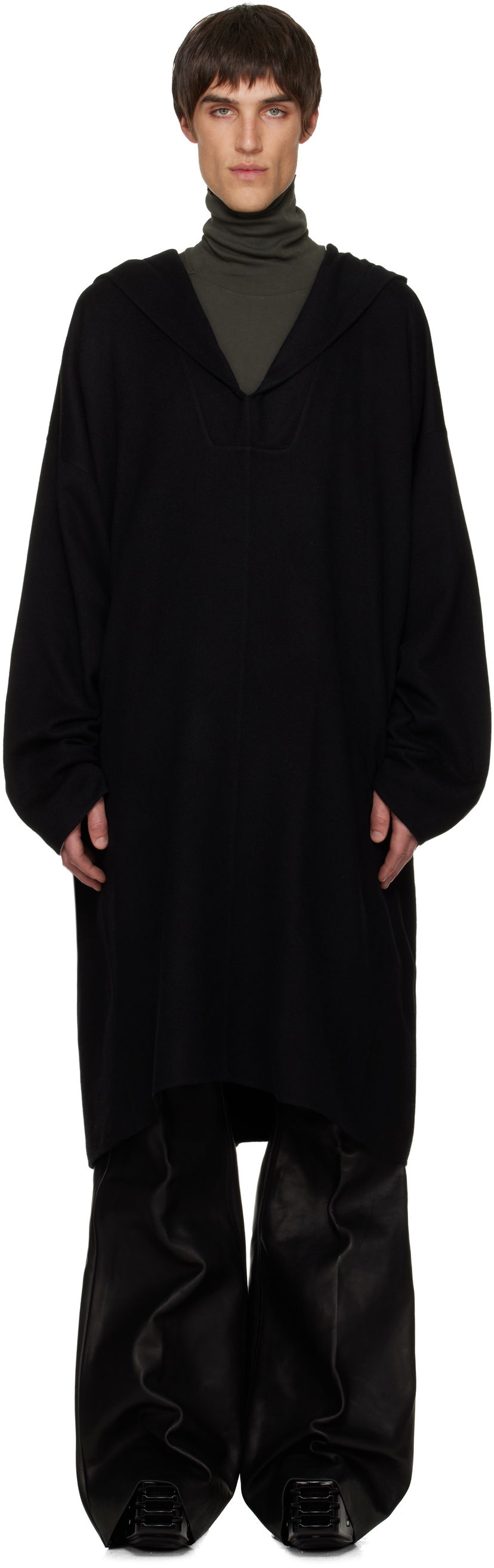 Takit Rick Owens Rick Owens Concordians LS Knee Kaftan Coat Musta | RR02E1910 DBC