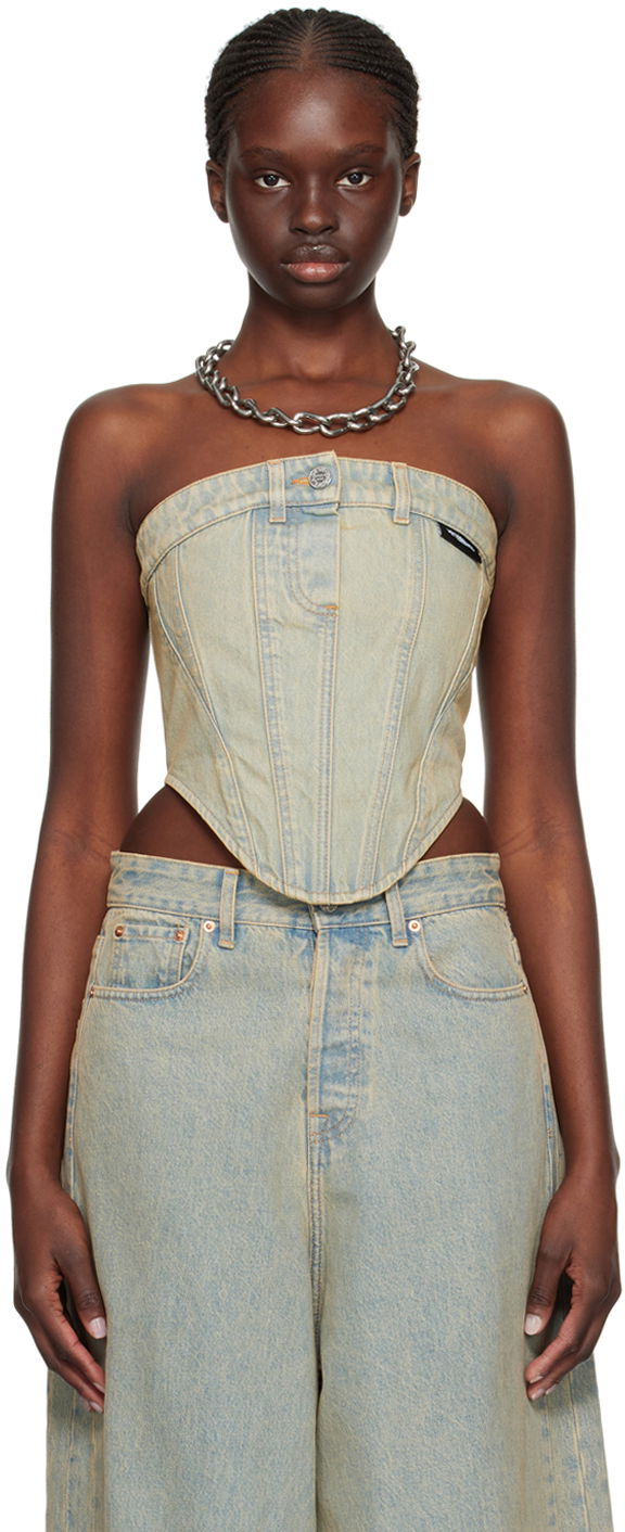 Tankkitoppi VETEMENTS Paneled Denim Tank Top Beige | WE64TO100S