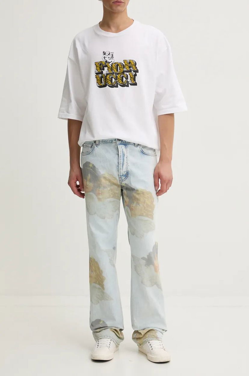 T-paita Fiorucci Fiorucci Angels Print Jeans Valkoinen | U01FPDJE075DN03DN07