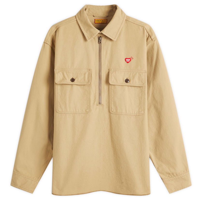 Paita Human Made Human Made Men's Zip-Up Work Shirt, Size Large Beige | HM29SH002-BEI