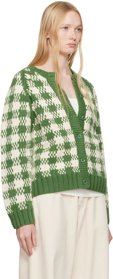 Villapaita YMC YMC Atomic Check Cardigan Vihreä | Q8YAC, 1