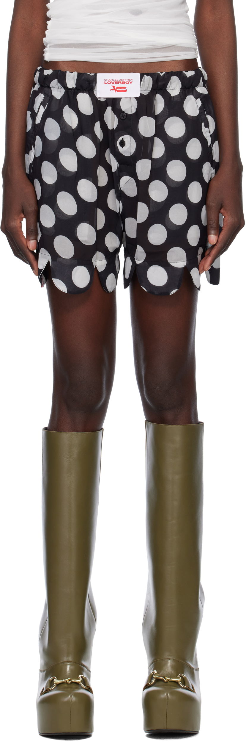 Nyrkkeilijät Charles Jeffrey Loverboy Charles Jeffrey LOVERBOY Scalloped Boxer Shorts Musta | 54030401