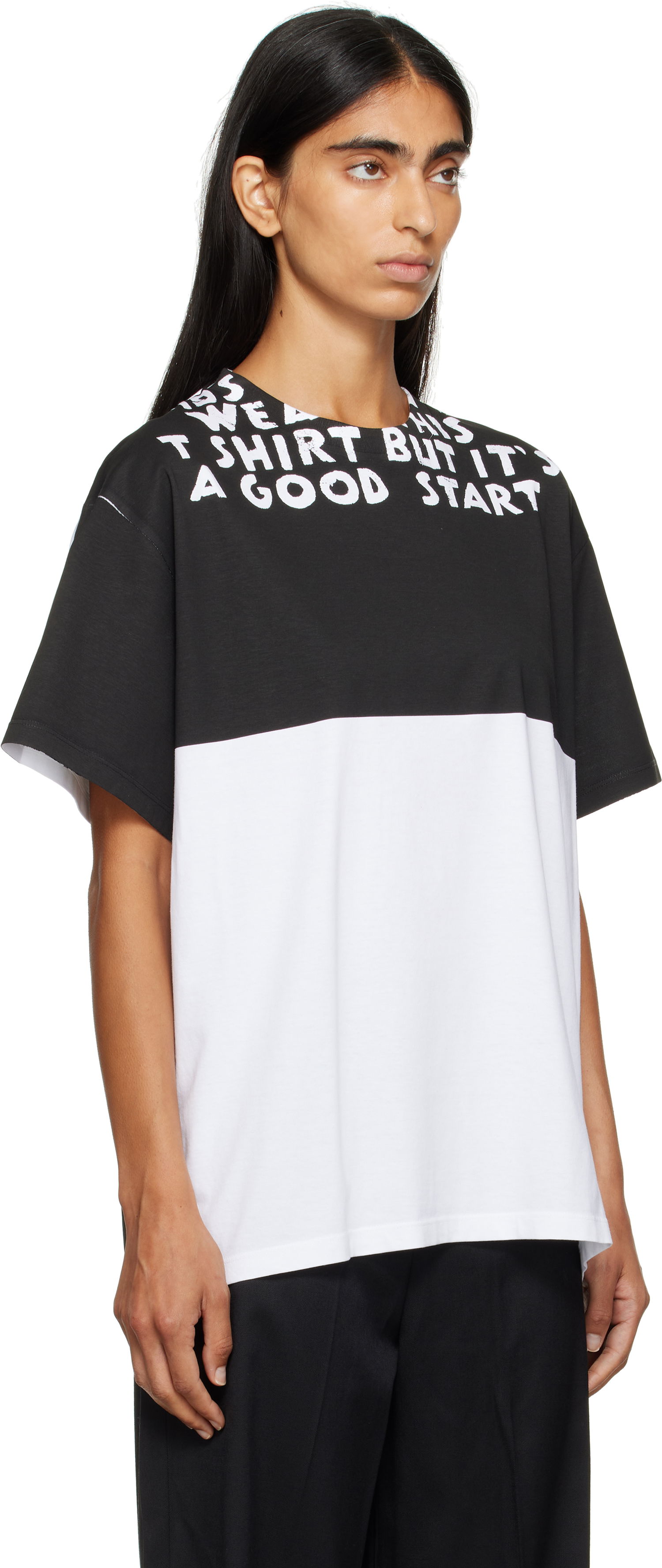 T-paita Maison Margiela MM6 Maison Margiela Two-Tone T-Shirt Musta | SH2GC0033 M20048, 1
