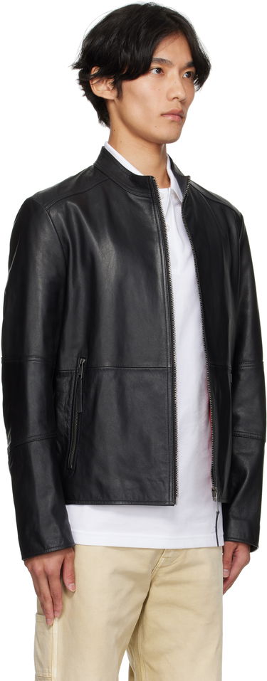Takki BOSS Slim-Fit Leather Jacket Musta | 50540984, 2
