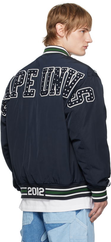Bomber-takki AAPE by A Bathing Ape AAPE By A Bathing Ape Moonface Logo Varsity Jacket Tummansininen | AAPJKM7676XXNNYD, 2