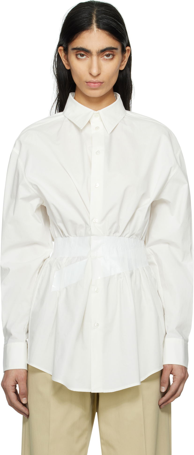 Paita Maison Margiela MM6 Maison Margiela Cotton Poplin Taped Shirt Valkoinen | S52DT0045 M35256