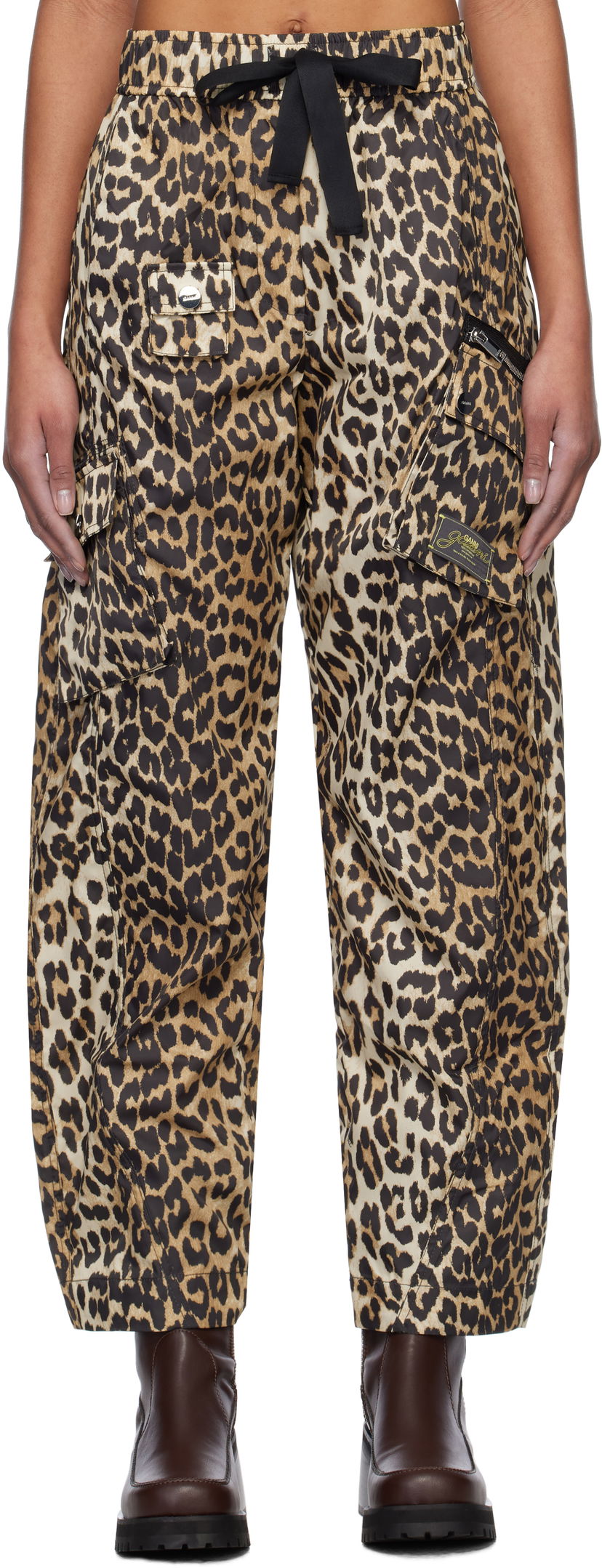 Cargo housut GANNI GANNI Duchesse Nylon Cargo Pants Beige | W0477