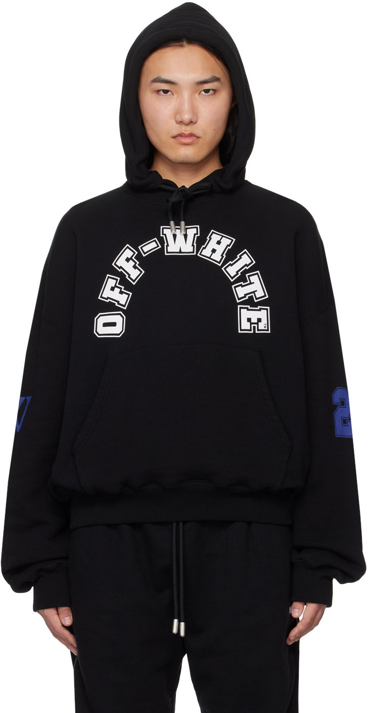 Huppari Off-White Black Printed Hoodie Musta | OMBB118S24FLE0051001