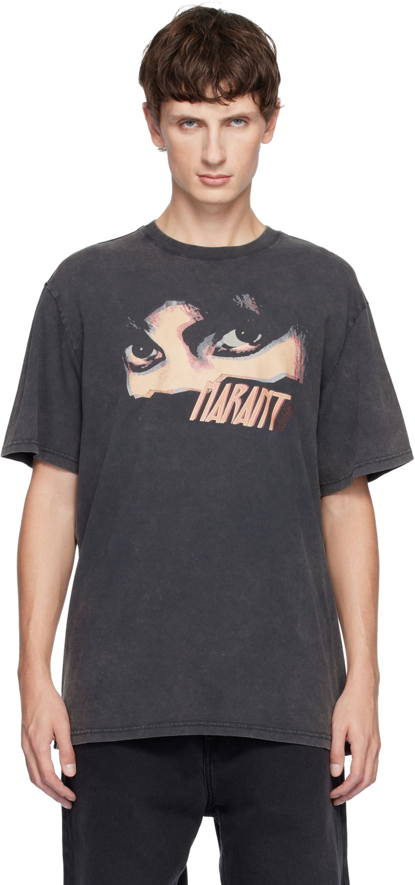 T-paita ISABEL MARANT Hugo Graphic Print Crewneck T-shirt Musta | 25ATS0149HA-C3N05H