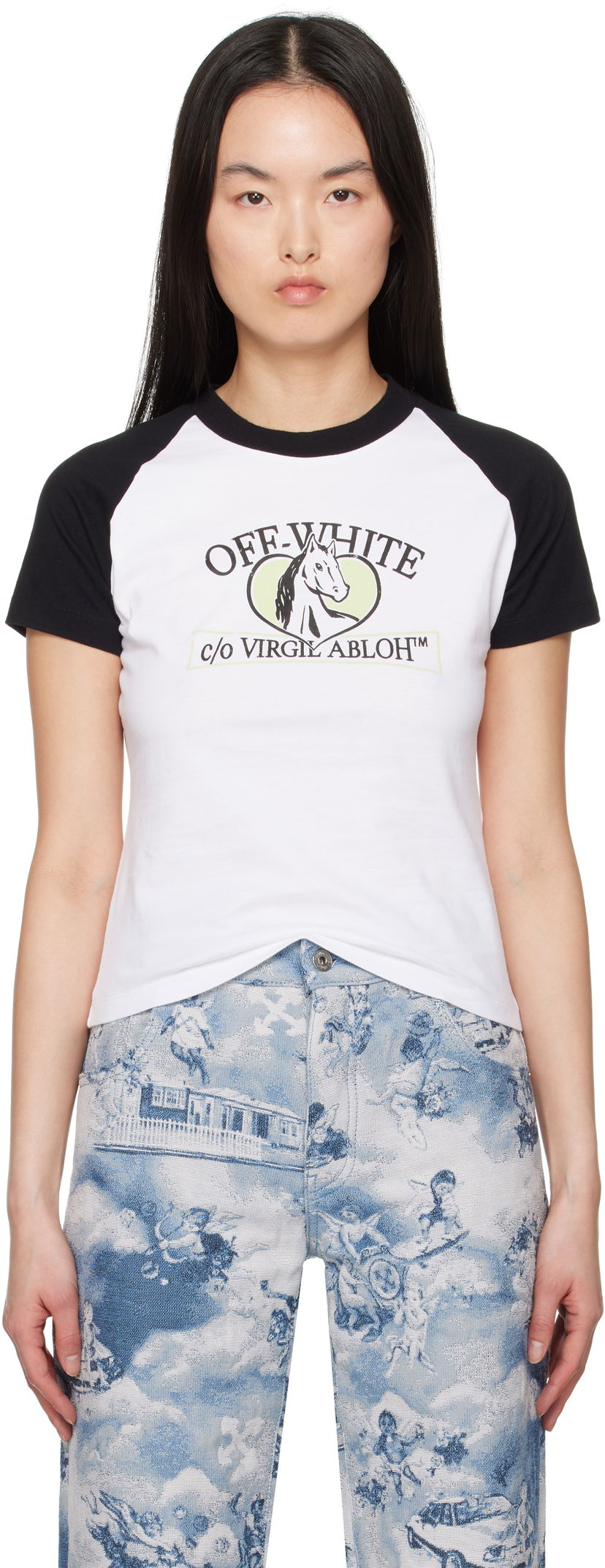 T-paita Off-White Off-White Horse Billboard Raglan T-Shirt Valkoinen | OWAA137S25JER0010110