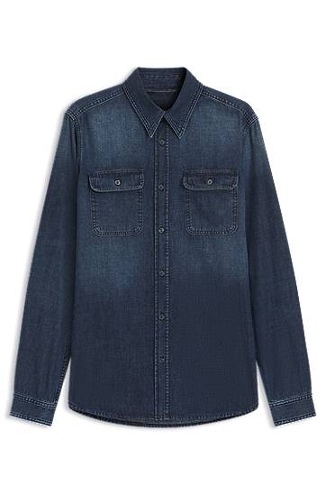Paita BOSS BECKHAM Ombre Denim Shirt Sininen | 50554944