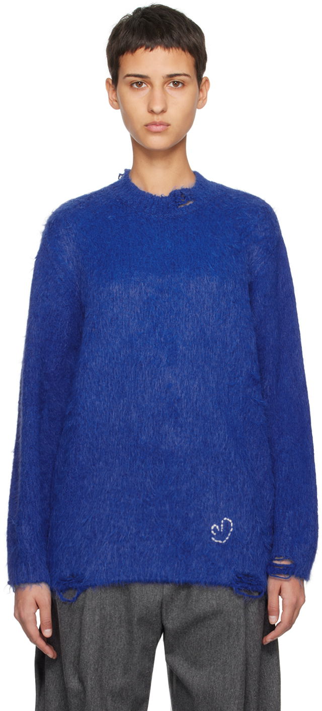 Villapaita ADER ERROR Rous Distressed Knit Sweater Sininen | BMADFWKT0304BL