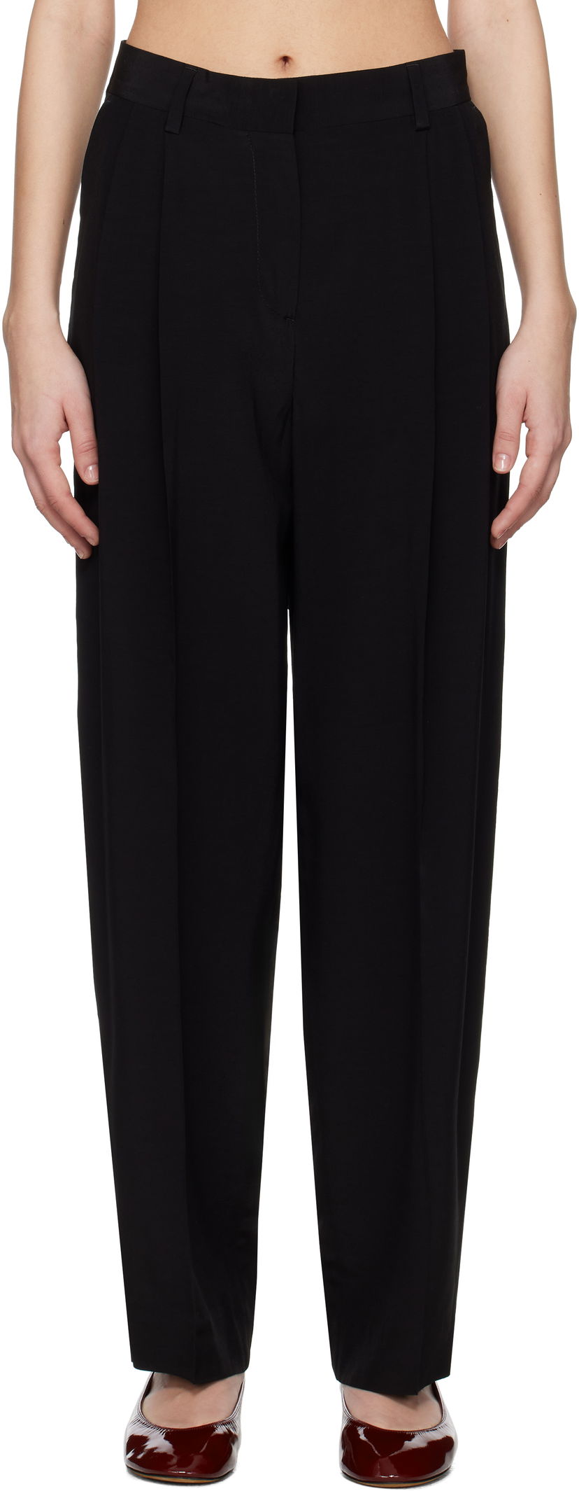 Housut TOTEME TOTEME Double-Pleat Straight Trousers Musta | 252-WRB0289-FB0378