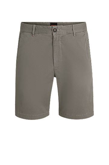Shortsit BOSS Slim-Fit Stretch Cotton Twill Chino Shorts Harmaa | 50536884