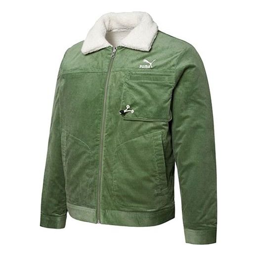 Takki Puma Reversible Corduroy Jacket with Embroidered Logo Vihreä | 534751-67