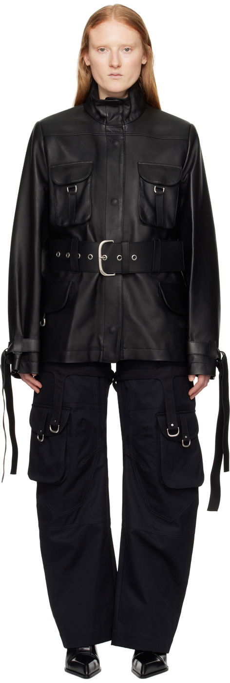 Takki Off-White Cargo Leather Jacket Musta | OWJA077S24LEA0011000