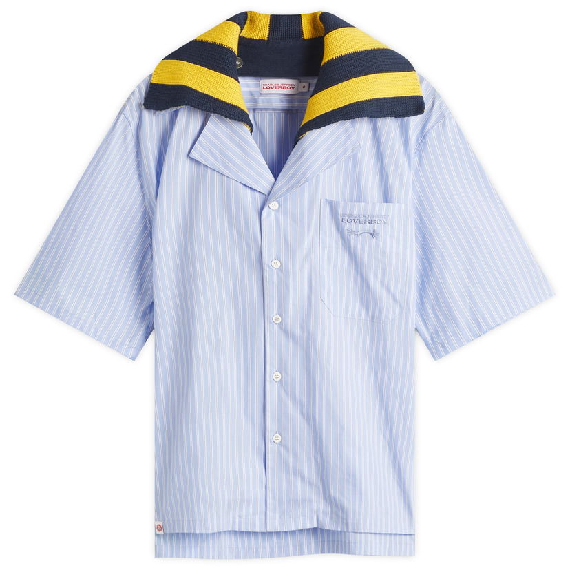 Paita Charles Jeffrey Loverboy Charles Jeffrey Loverboy Hawaiian Shirt With Knit Collar Sininen | 054070101